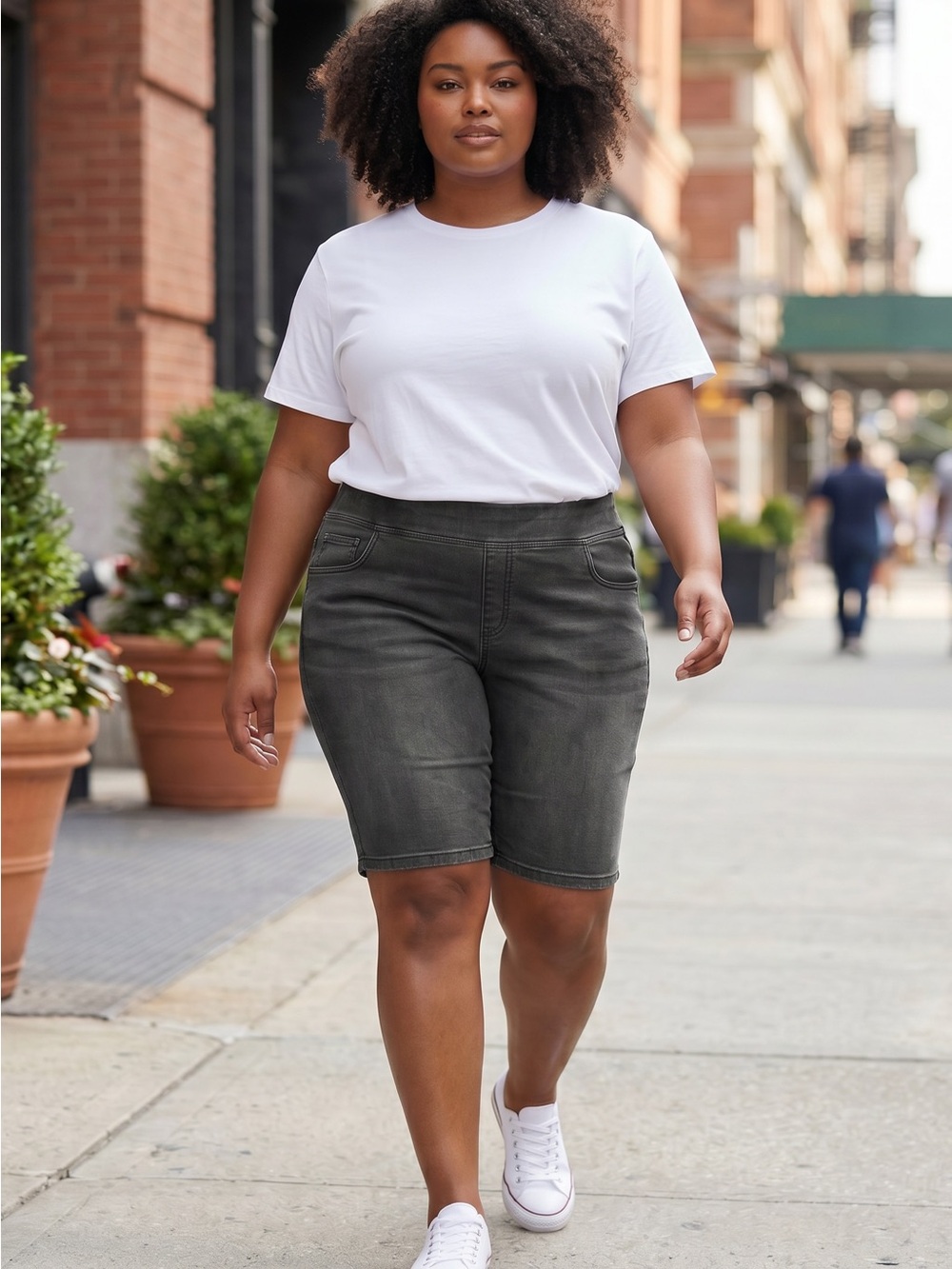 HUE Dark Gray/LightBlack Denim Bermuda Shorts